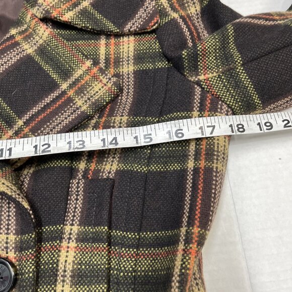 Michael Kors Y2K Jacket Womens S Brown Plaid Wool Blend Peacoat Academia Preppy - Picture 7 of 7